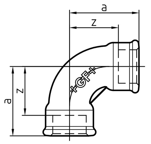 2a Bogen 90°, kurz, ISO/EN