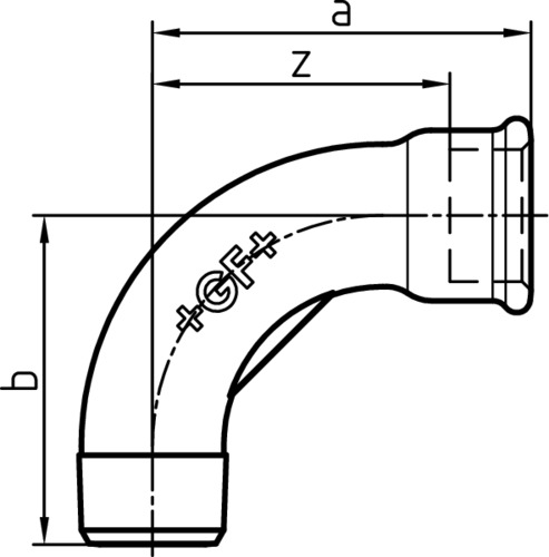 1 Bogen 90°, lang, ISO/EN G4